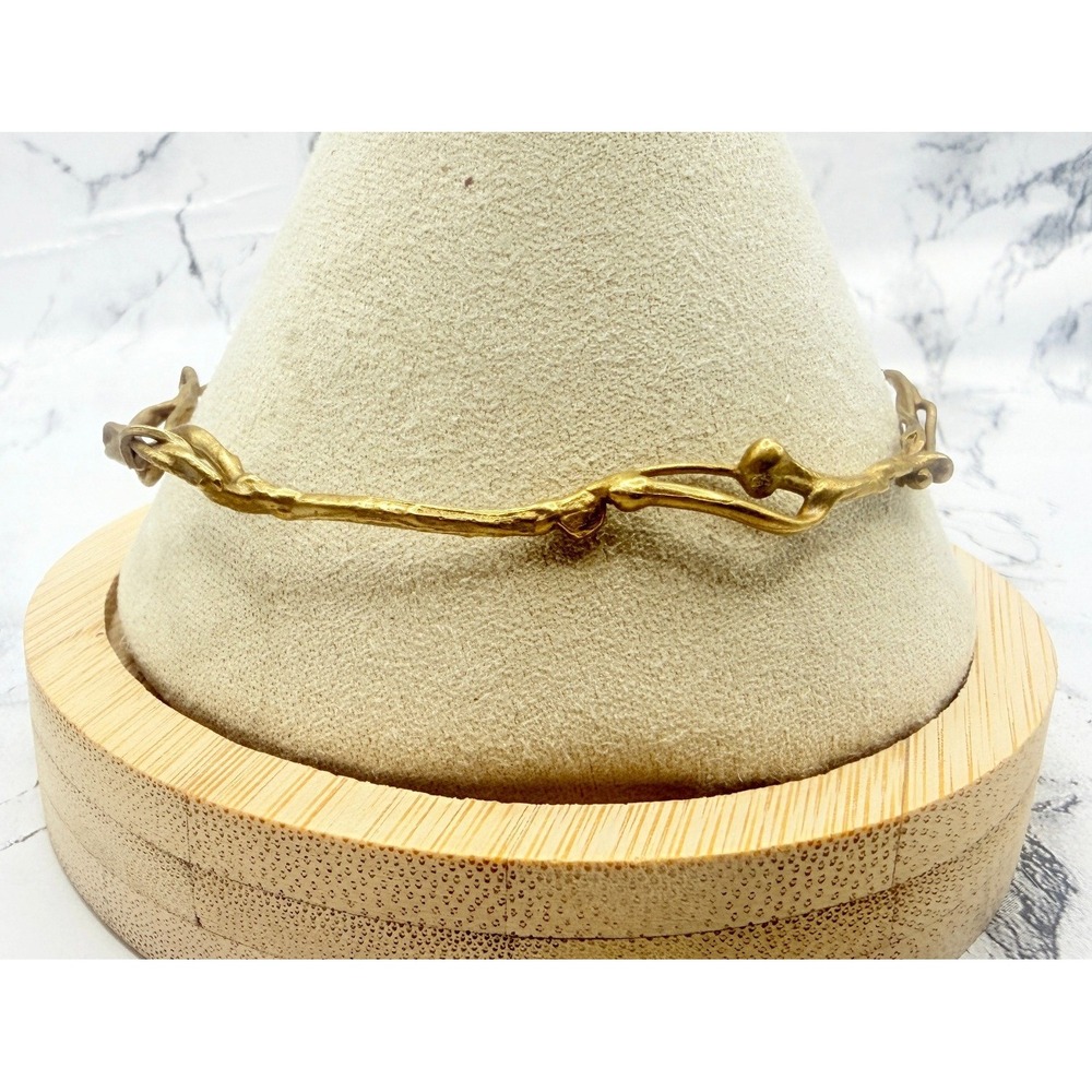 Gold Tone Twig Vine Bangle Bracelet Organic Branch Openwork Large 8.75 Inch
